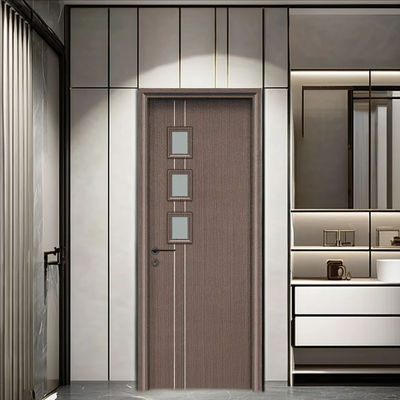 Un buen precio. Puerta de vidrio WPC respetuosa con el medio ambiente con diseño de núcleo hueco duradero y superficie de película de PVC para una fácil instalación en línea