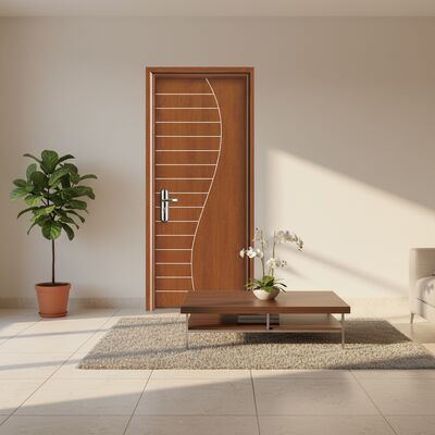 Puerta interior WPC hueca diseñada para interiores con material compuesto resistente a la humedad y aspecto elegante moderno para varias habitaciones